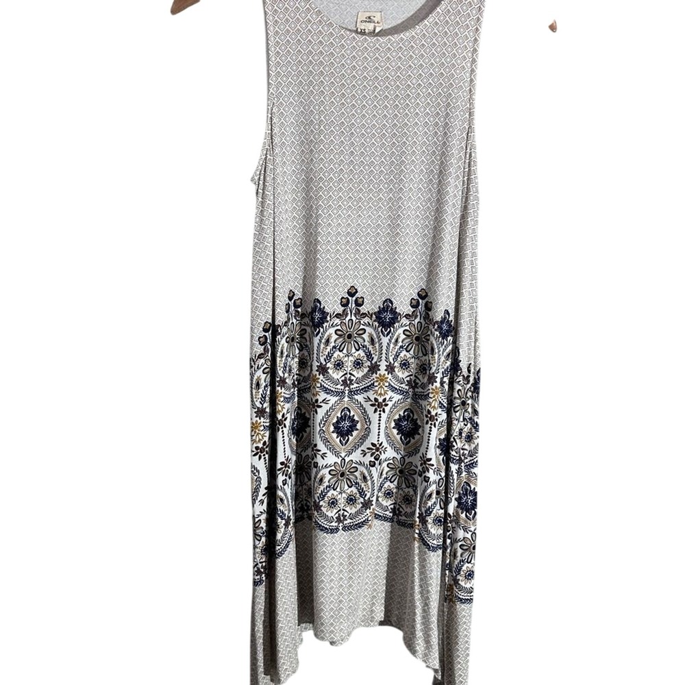O'Neill Dress XS Sleeveless White Beige Floral Print Casual Tank Dress
